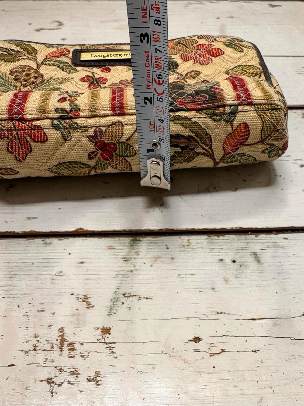 Y2K Longaberger Fabric Zip Cosmetic Bag “Autumn Path” Pattern Clutch Wallet EUC
